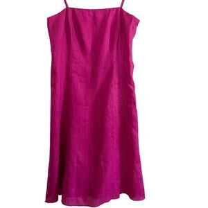 LAUREN Ralph Lauren | Purple Fuchsia 90s Vintage Linen Straight Neck Sundress 10